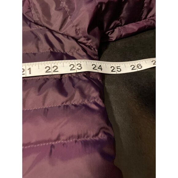 Eddie Bauer Purple Microlight Down Parka Hooded Long Puffy Sz XL - Picture 10 of 12